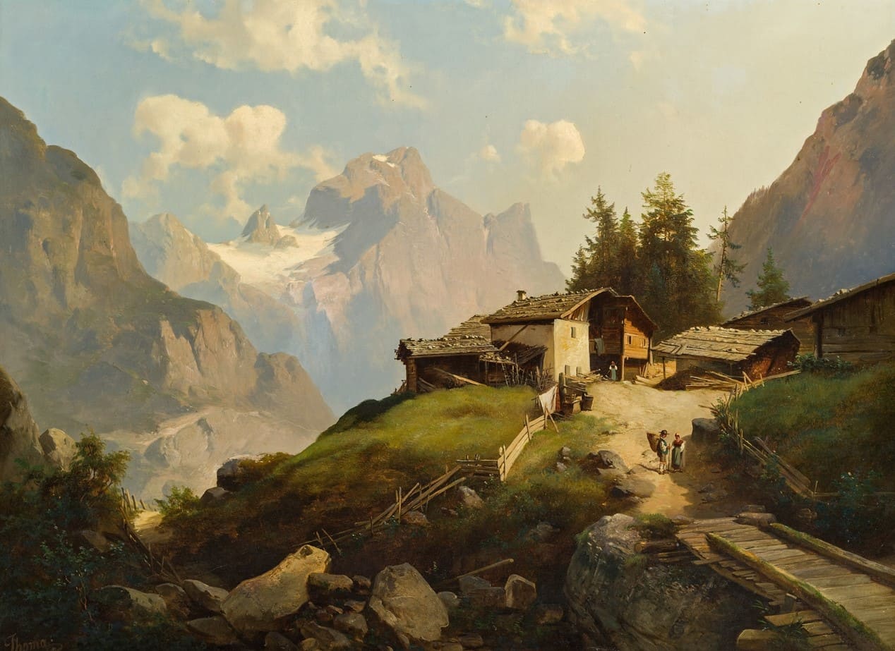 Художник Josef Thoma the Younger (1828 – 1899). Романтический горный пейзаж