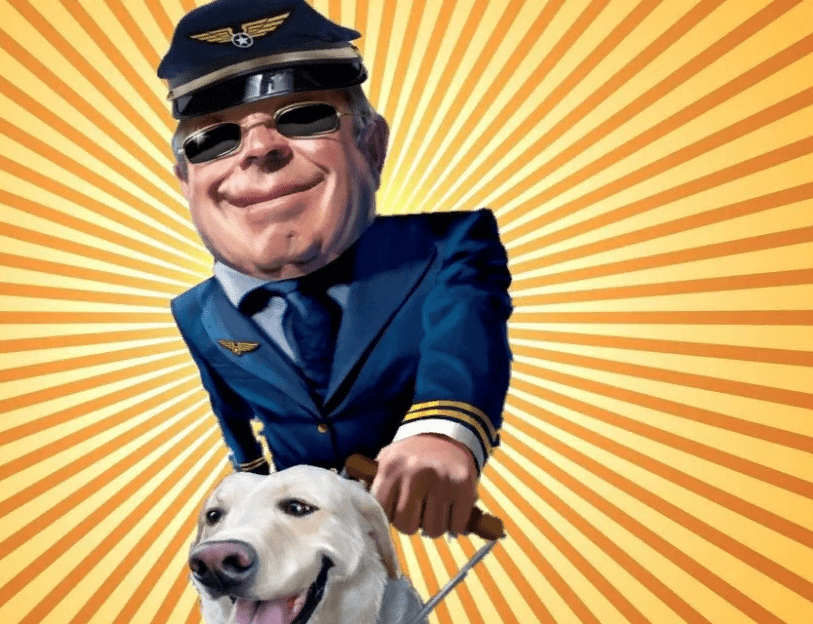 Анекдот о пилоте, которого слепой пассажир попросил погулять с собакой-поводырем