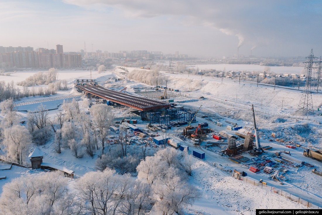 Строительство четвёртого моста через Обь в Новосибирске. Декабрь 2020 (18 фото)
