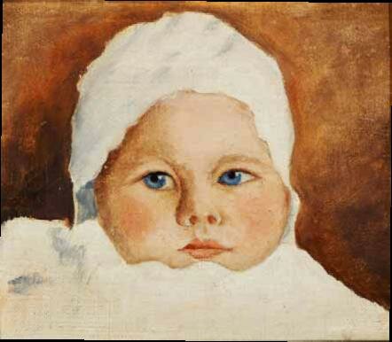 Акварельный портрет маленькой Ольги, работы её матери.