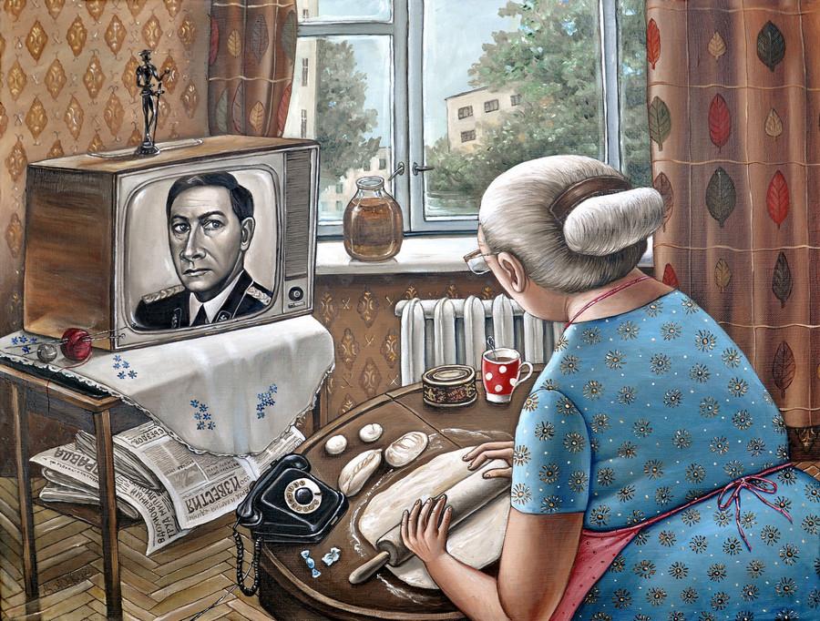 Картины Анжелы Джерих: добрая ирония в советском духе  24