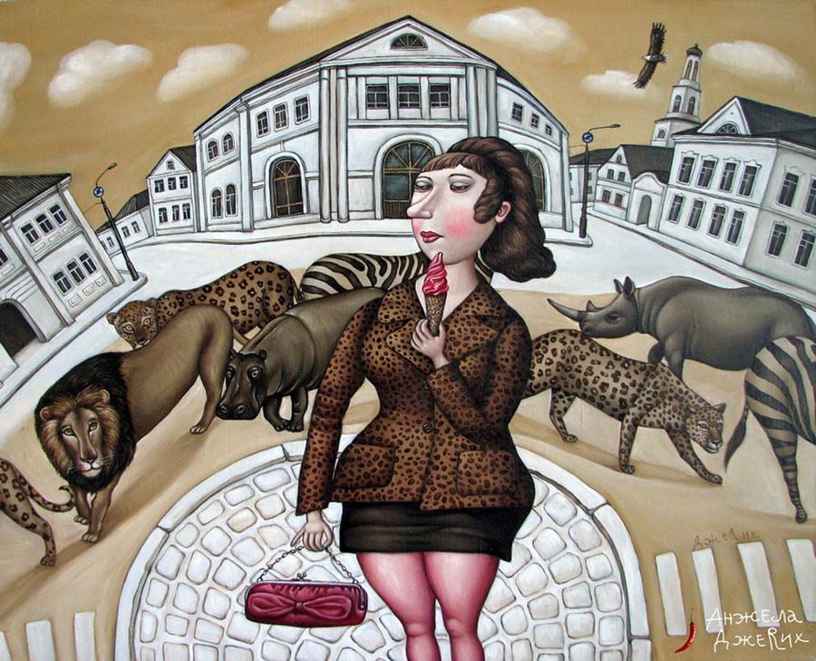 Картины Анжелы Джерих: добрая ирония в советском духе  56