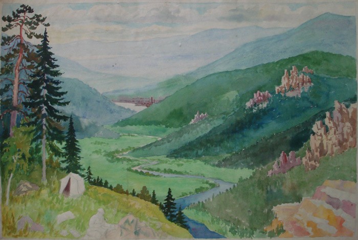 Эскиз. Геолог вблизи Златоуста, 1930-е гг.