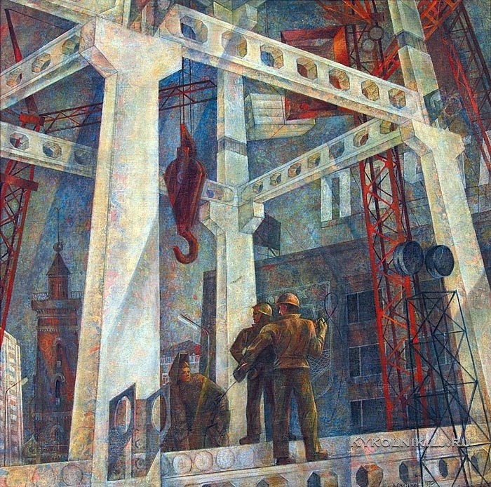 Садчиков Анатолий Николаевич (Россия, 1930) «Строительство центра» 1974