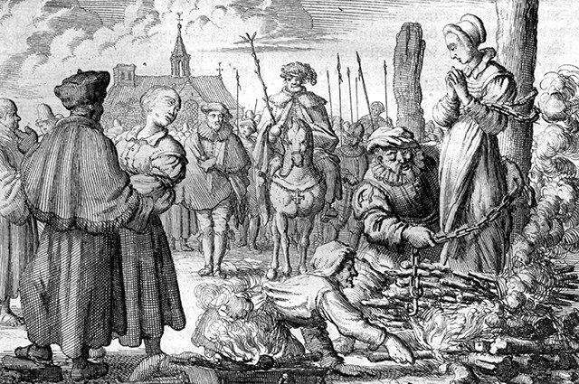 Ян Люйкен. Приготовления к казни в 1544 году. Гравюра XVII в.