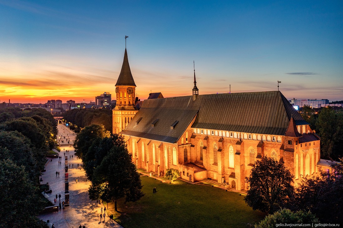 калининград, калининград с высоты, Кафедральный собор, подсветка