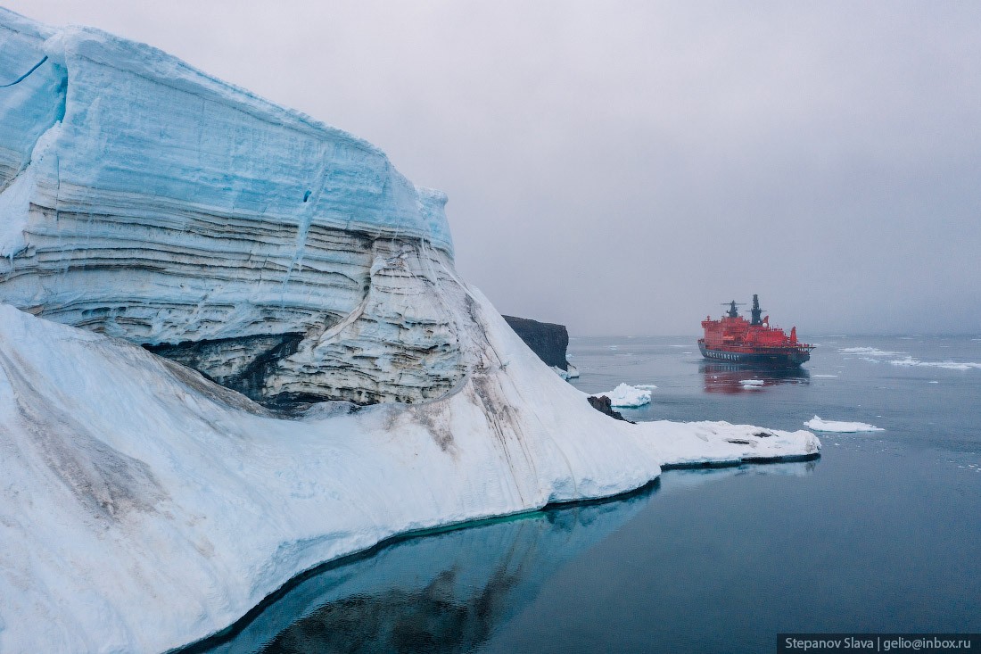 Мыс Флигели, ледник, ледокол, самая северная точка России