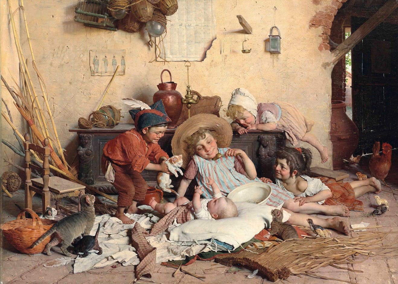 Художник Gaetano Chierici (1838 – 1920). Простое итальянское счастье