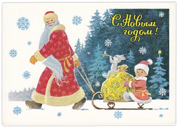 Дед Мороз открытка СССР Зарубин
