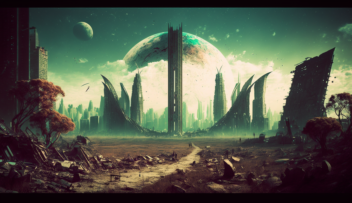 Подсказка: Alien city Landscape, Grunge