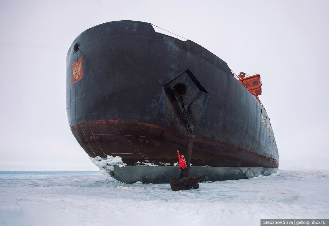 северный полюс, круиз, ледокол, якорь